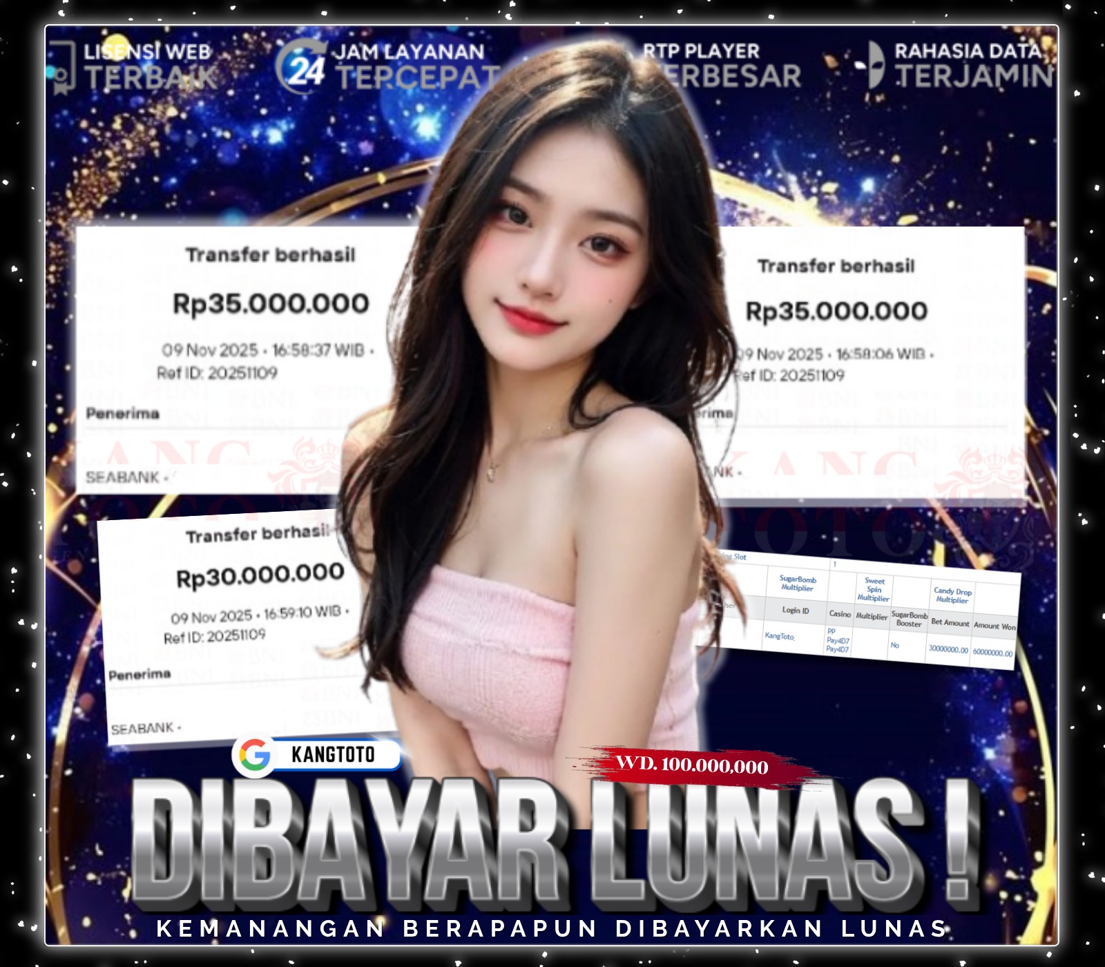 LIVE CASINO - JACKPOT SWEET BONANZA CANDYLAND RP.100.000.000,-LUNAS