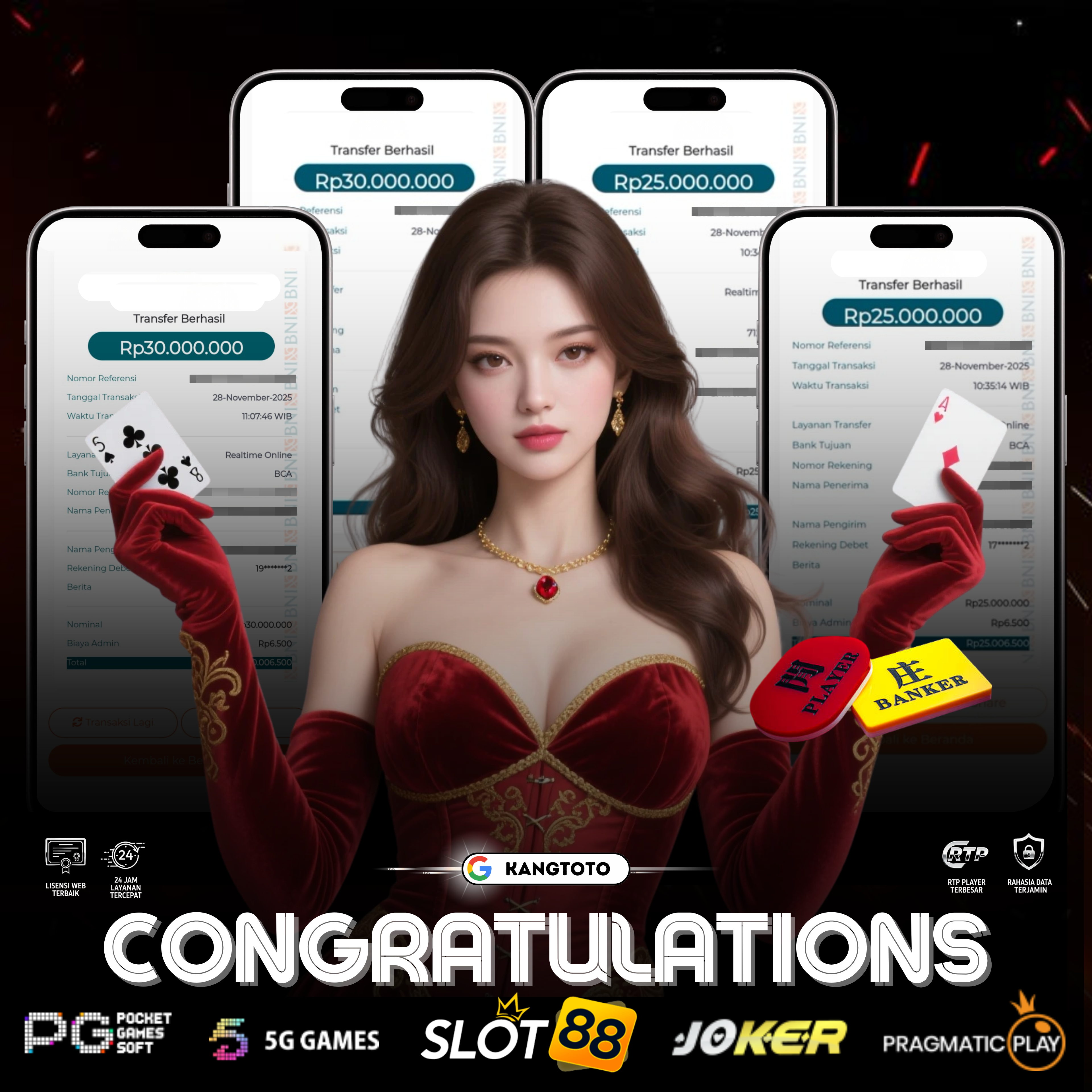 PRAGMATIC PLAY - LIVE CASINO BACCARAT RP.110.000.000 LUNAS