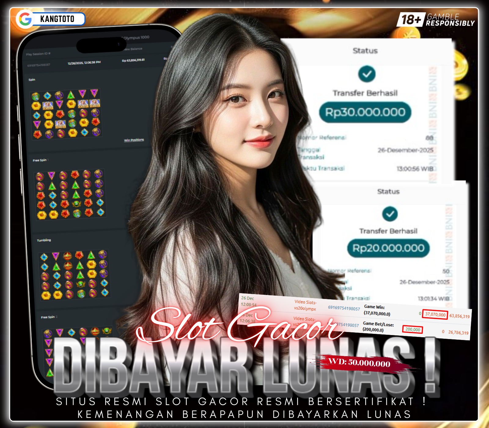 PRAGMATIC PLAY - JACKPOT GATES OF OLYMPUS 1000 Rp50.000.000 LUNAS