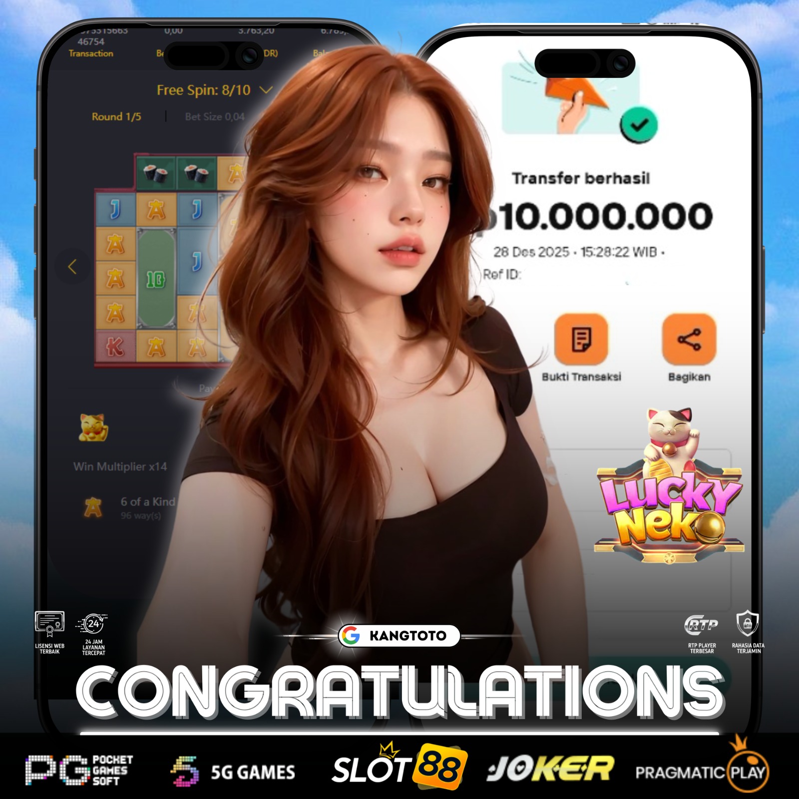 PG SOFT - JACKPOT LUCKY NEKO Rp10.000.000 LUNAS