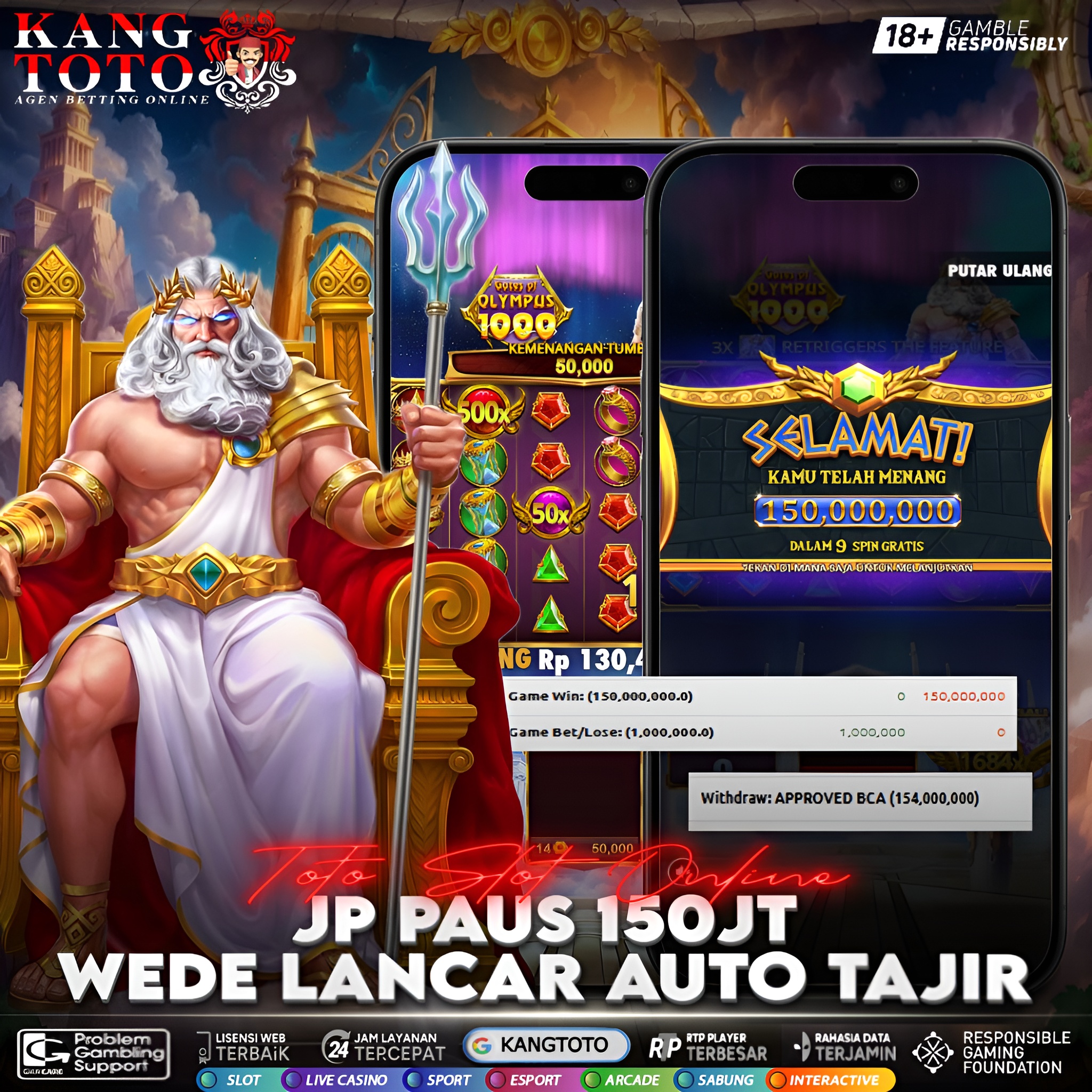 PRAGMATIC PLAY - JACKPOT GATES OF OLYMPUS Rp154.000.000 LUNAS