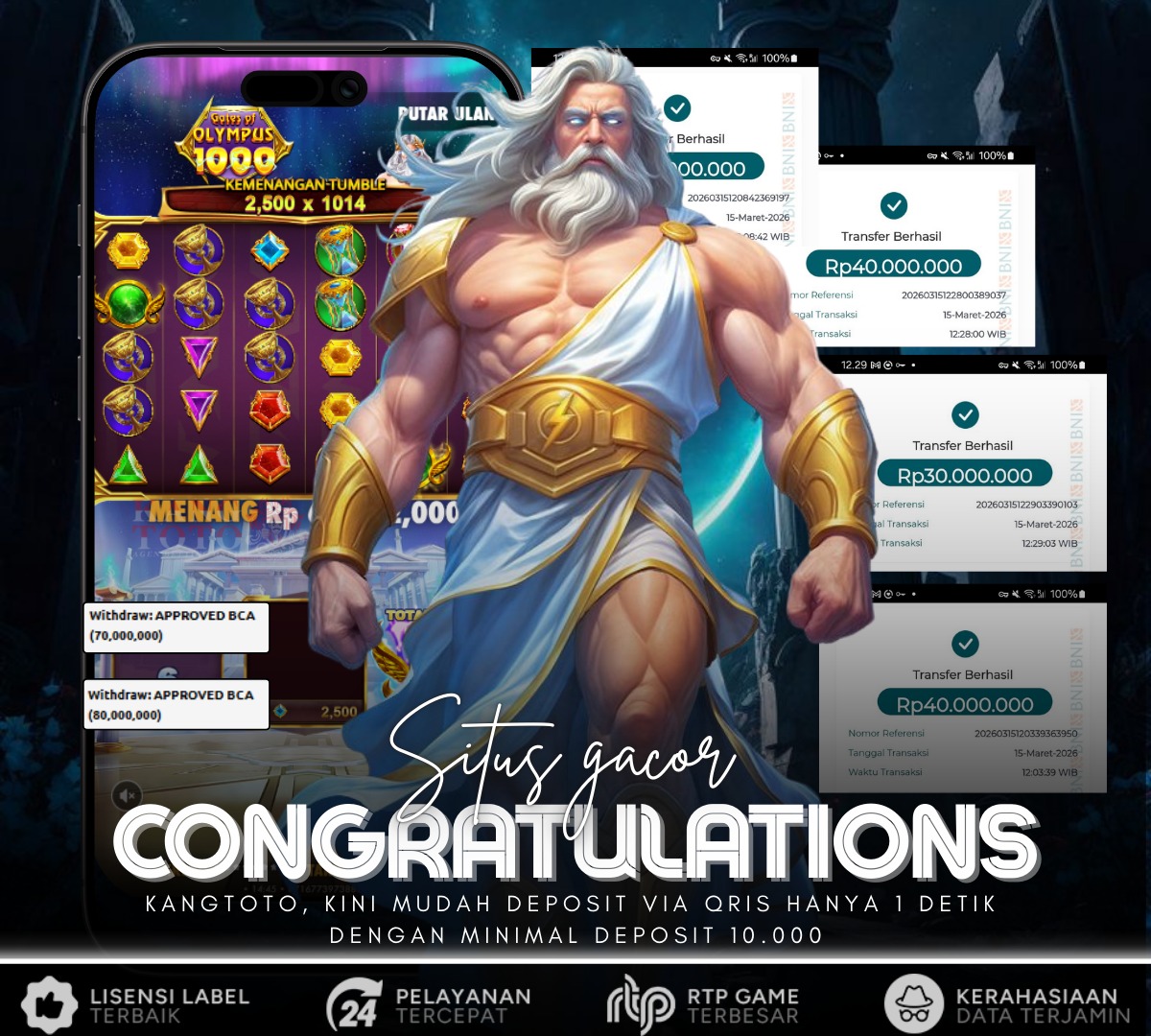 PRAGMATIC PLAY - JACKPOT GATES OF OLYMPUS 1000 Rp150.000.000 LUNAS