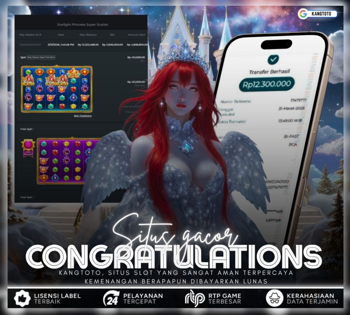 PRAGMATIC PLAY - JACKPOT STARLIGHT PRINCESS 1000 Rp12.300.000 LUNAS